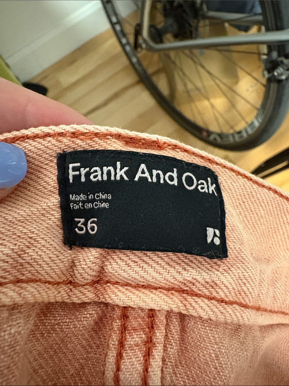 Frank & Oak Peach Denim Bermuda Shorts - Picture 3 of 3